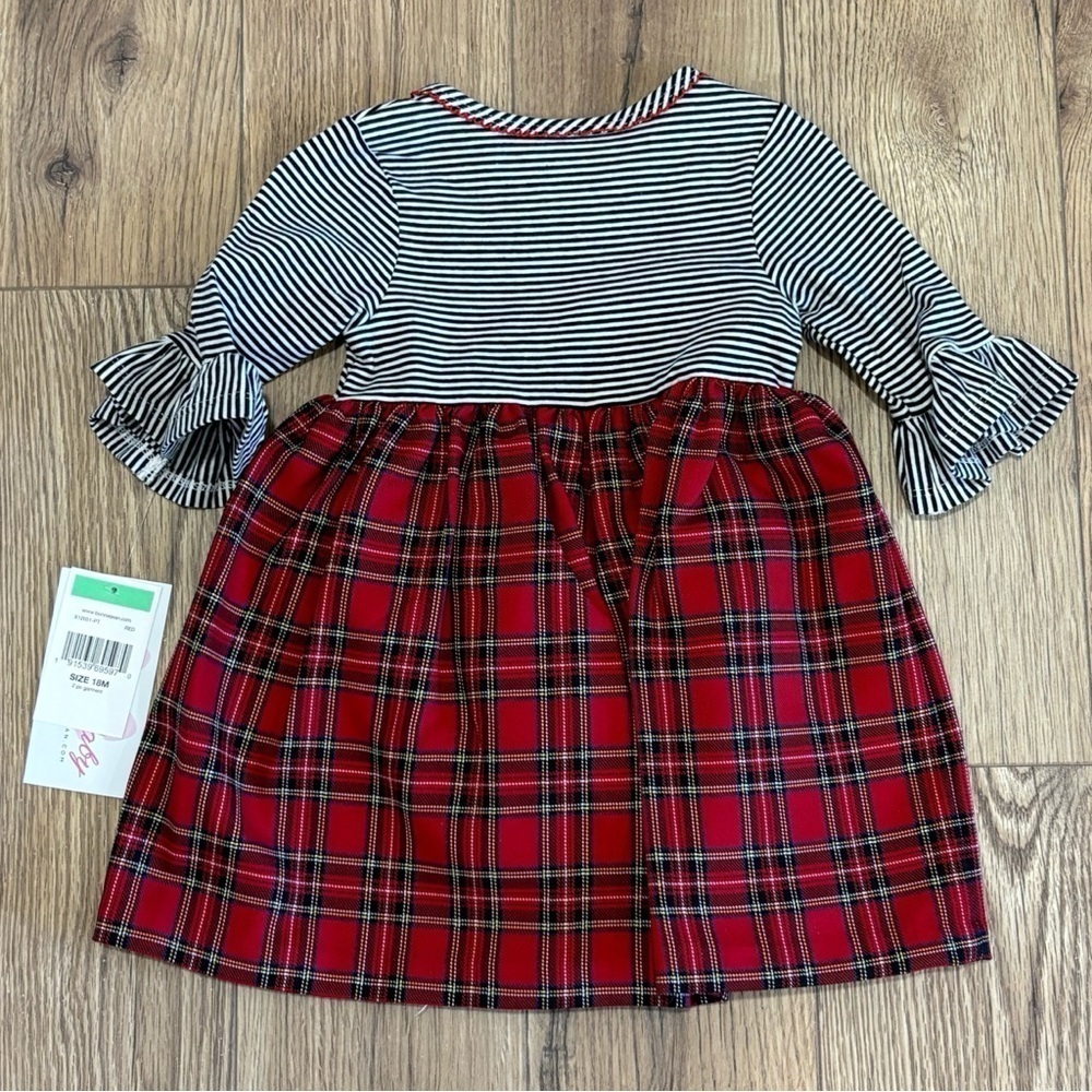 NWT Bonnie Jean Baby Red Plaid Holiday Dress Size 18 Months - Picture 2 of 5